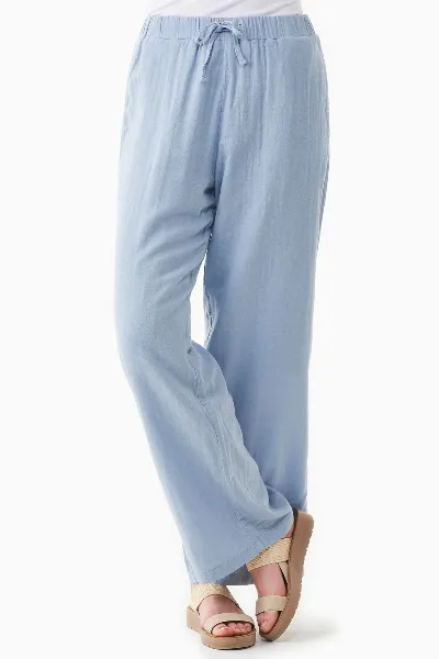 ORGANICATION ORGANICATION Damen vegan Hose Musselin Eisblau