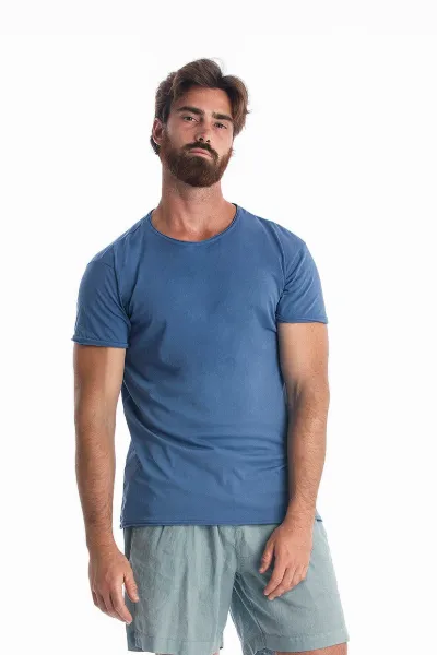 RAVENS VIEW IBIZA RAVENS VIEW IBIZA Herren vegan T-Shirt Rundhalsausschnitt Indigoblau