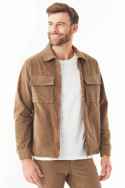 ORGANICATION ORGANICATION Herren vegan Overshirt Cord Full Zip Cord Camel Braun