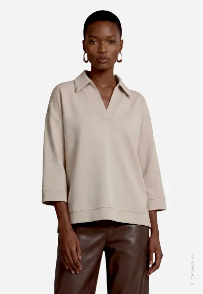 zero Damen Sweatshirt  mit Polokragen