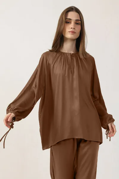 Neu Nomads Neu Nomads Damen vegan Bluse Tunika Cognac