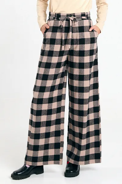 SUITE13LAB SUITE13LAB Damen vegan Hose Silves Schwarz Kariert Ecru