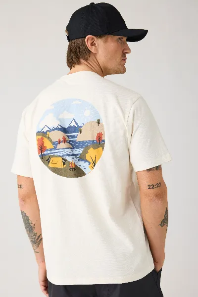 KnowledgeCotton Apparel KnowledgeCotton Apparel Herren vegan T-Shirt RÃ¼ckenaufdruck Reiher