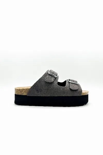thies thies Damen vegan Sandalen Plateau Holzkohle
