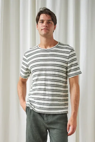 TWOTHIRDS TWOTHIRDS Herren vegan T-Shirt Wight Grün Gestreift