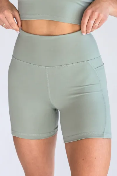 SEAAV SEAAV Damen vegan Kurzer Biker 5'' Staubig Salbeigrün