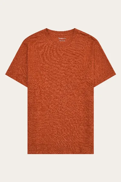 KnowledgeCotton Apparel KnowledgeCotton Apparel Herren vegan T-Shirt Herren Leinen Gebrannter Ziegel