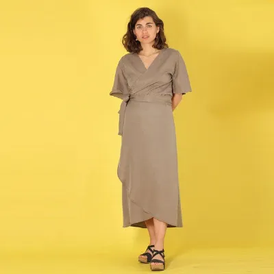 ManduTrap ManduTrap Langes Tencel Wickelkleid Luma in violett oder grau-olive