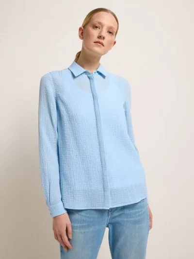 LANIUS LANIUS Hemdbluse mit Struktur aus Bio-Baumwolle