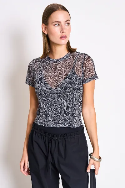 JAN N JUNE JAN 'N JUNE Damen vegan T-Shirt Mesh Evie Zebra Print