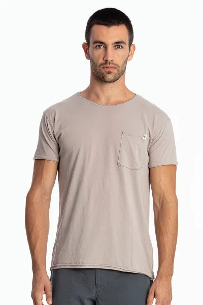 RAVENS VIEW IBIZA RAVENS VIEW IBIZA Herren vegan T-Shirt Rundhalsausschnitt Wild Pocket Stone Grey