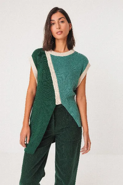 SKFK SKFK Damen vegan Top Nekea Mehrfarbig GrÃ¼n/WeiÃŸ