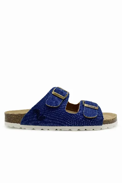 thies thies Damen vegan Sandalen Rec Denim Blau