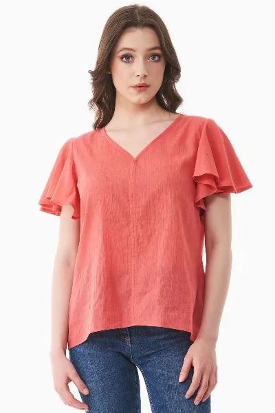 ORGANICATION ORGANICATION Damen vegan Voile Bluse Leuchtend Rot