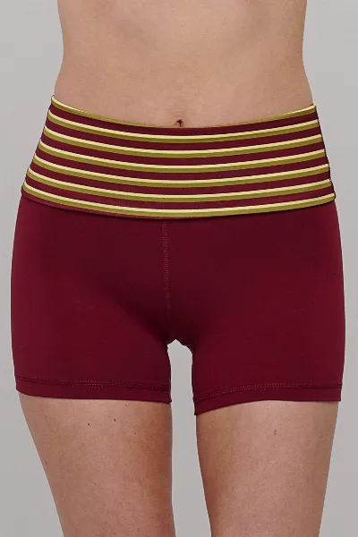 SEAAV SEAAV Damen vegan Shorts 4â€™â€™ Flow Fold Coast In Cranberry / Vineyard Stripe