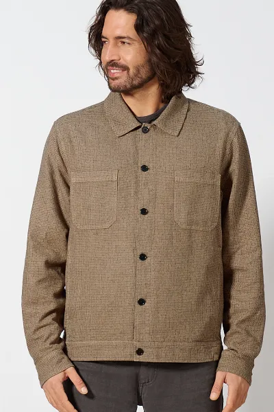 HempAge Hempage Herren vegan Jacke Mit Hahnentrittmuster Shiitake