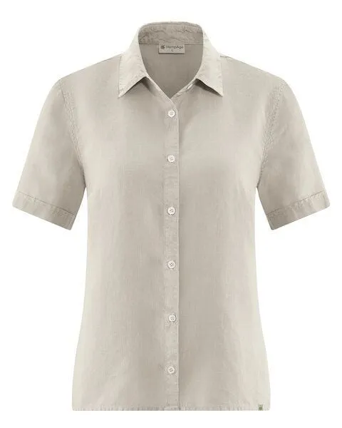 HempAge HempAge Damen Hanf Bluse Kurzarm Bluse