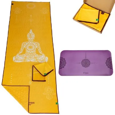 Divasya Divasya Yoga Travel-Set: 2 Yoga-Handtücher und 1 Yoga-Pad