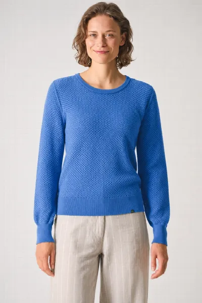 HempAge Hempage Damen vegan Pullover Airy Lochstrick Royal