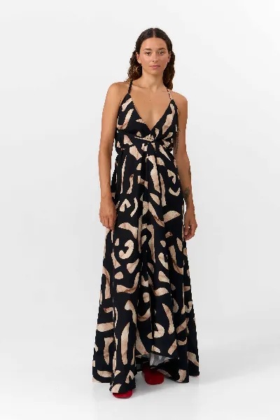 SUITE13LAB SUITE13LAB Damen vegan Kleid Mp Long Print Stones