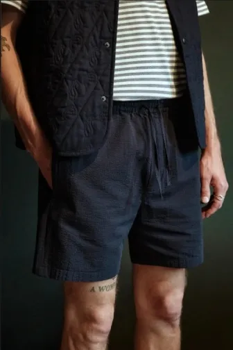 Rotholz Rotholz Herren vegan Shorts Seersucker Navy