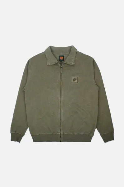 Trendsplant Trendsplant Chopo Loopback Pigment Dyed Zip Sweater Fir Green