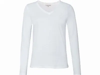 Living Crafts Living Crafts Bio-Damen-Langarmshirt TARANA mit V-Ausschnitt, white,