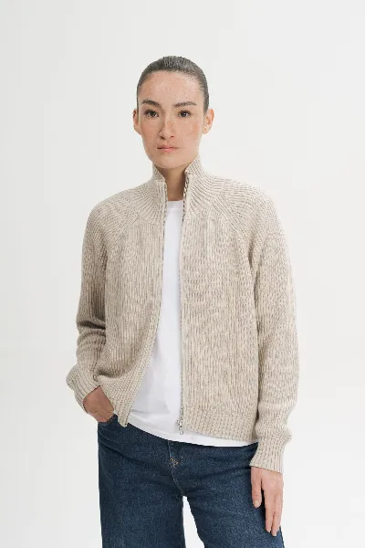 MELA Strickjacke Rippstrick Kamuka Beige