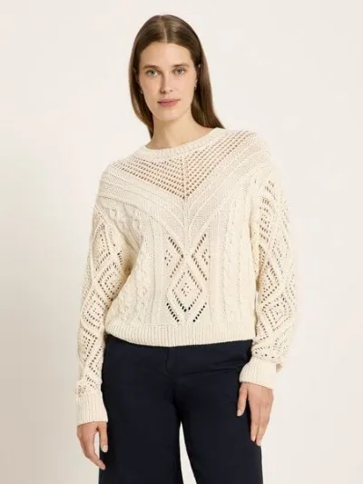 LANIUS LANIUS Lochstrick Pullover aus Bio-Baumwolle