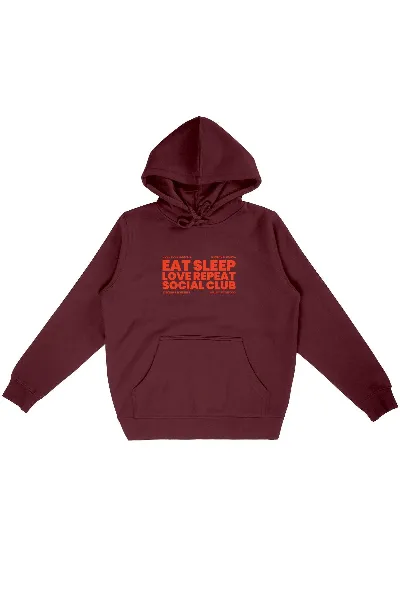 Oat Milk Club Oat Milk Club Damen vegan Hoodie Eat Sleep Love Repeat Burgundy