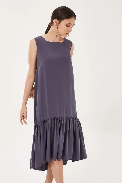 ORGANICATION ORGANICATION Damen vegan Midikleid Lila Grau