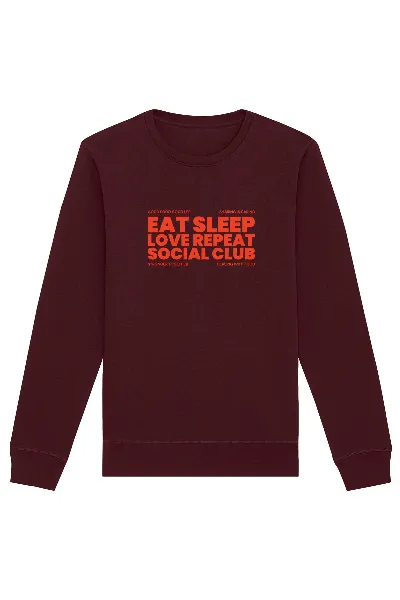 Oat Milk Club Oat Milk Club Damen vegan Sweatshirt Eat Sleep Love Repeat Burgundy