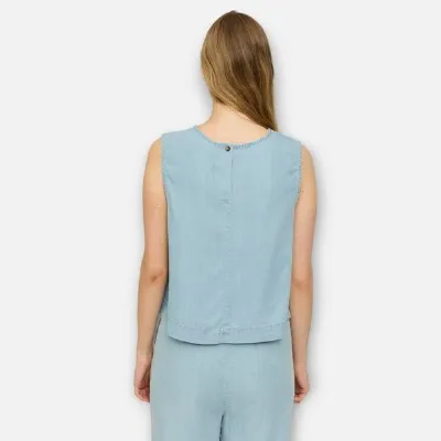 Mazine Mazine Denim Top Naturfaser Lyocell, Farbe light blue wash