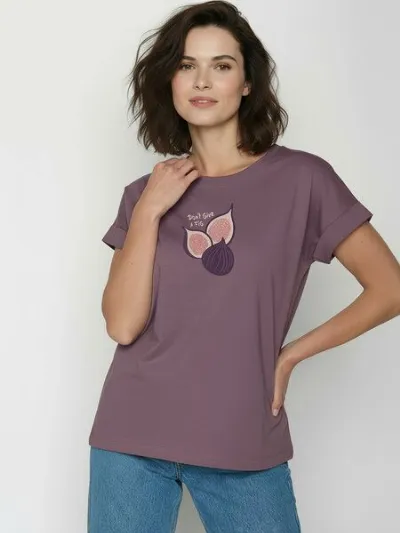 GreenBomb GREENBOMB Fig Loony - Sportliches T-Shirt aus Bio-Baumwolle mit Rollup Sleeve / hochwertiger Print / GOTS / Fair & Vegan