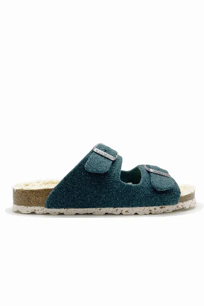 thies thies Damen vegan Hausschuhe Plüsch Oliv
