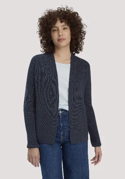 hessnatur hessnatur Damen Strick Jacke Regular aus Bio-Baumwolle - blau