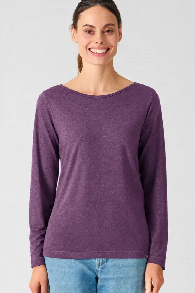 HempAge HempAge Damen vegan Langarm-Shirt Mit U-Boot-Ausschnitt In Amethyst