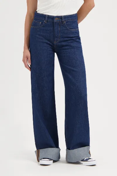 Kuyichi Kuyichi Damen vegan Jeans Super Wide Francis Rinse Blau