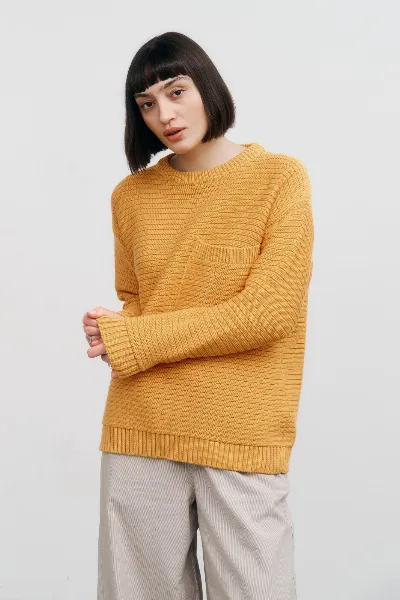 Rotholz Rotholz Damen vegan Strickpullover Gerippt Gelb