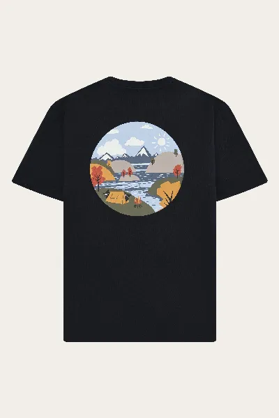 KnowledgeCotton Apparel KnowledgeCotton Apparel Herren vegan T-Shirt Herren Rücken Print Night Sky Navy