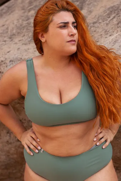 Inaska Inaska Damen vegan Bikinioberteil Reversible Pure Khaki/Moosgrün