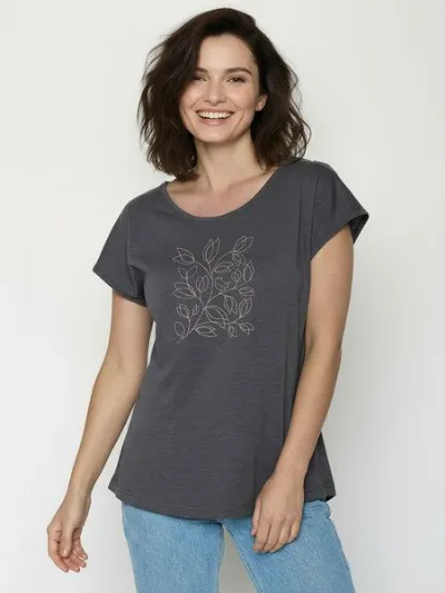 GreenBomb GREENBOMB Leafline Cool - Lässiges T-Shirt aus Bio-Baumwolle / hochwertiger Print / GOTS / Fair & Vegan
