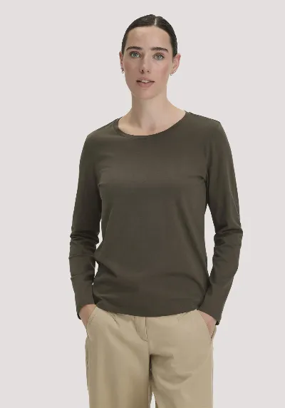 hessnatur hessnatur Damen Longsleeve Relaxed aus Regenerative Organic Cotton (ROC) - grün