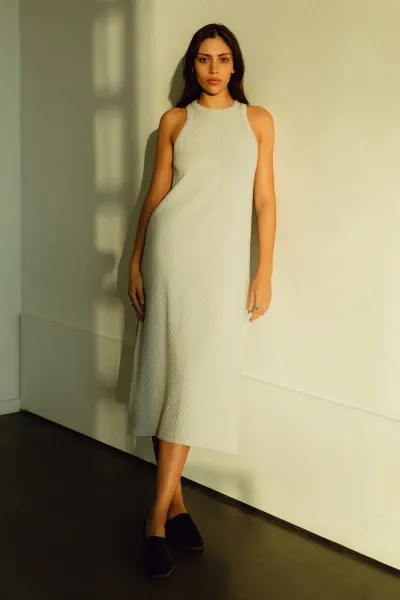 Rotholz Rotholz Damen vegan Kleid Gestrickt Sommer Grau
