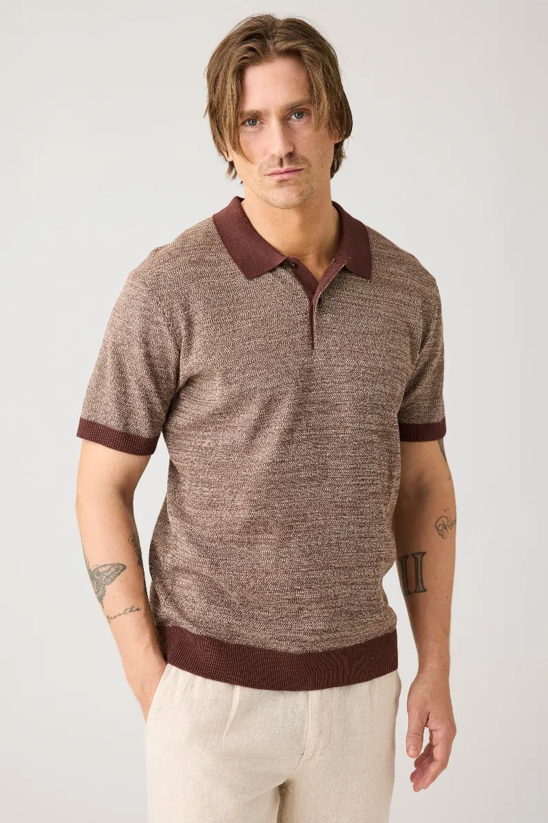 KnowledgeCotton Apparel KnowledgeCotton Apparel Herren vegan Gestricktes Polo Rasierte Schokolade