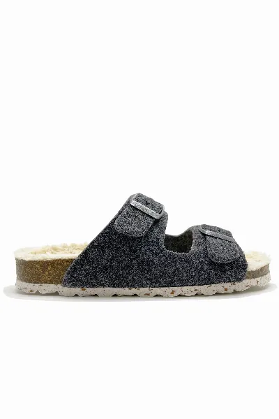 thies thies Damen vegan Hausschuhe Plüsch Dunkel