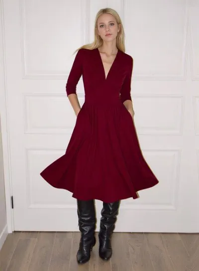 Ingoria Ingoria MAGDALENA Midi Kleid 3/4 Arm mit Taschen aus TENCEL® Modal Jersey