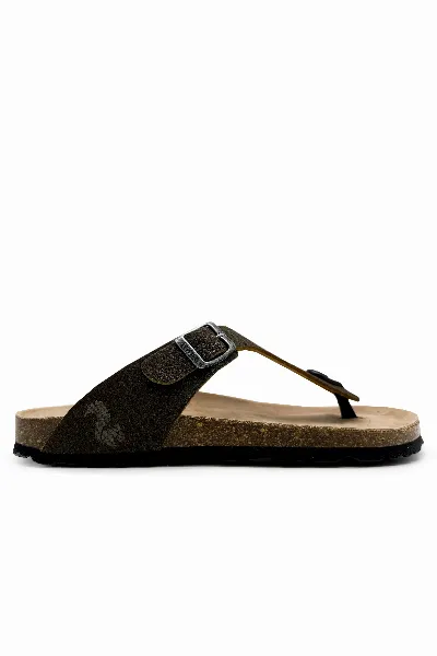 thies thies Damen vegan Sandalen Eco Thong Dunkel