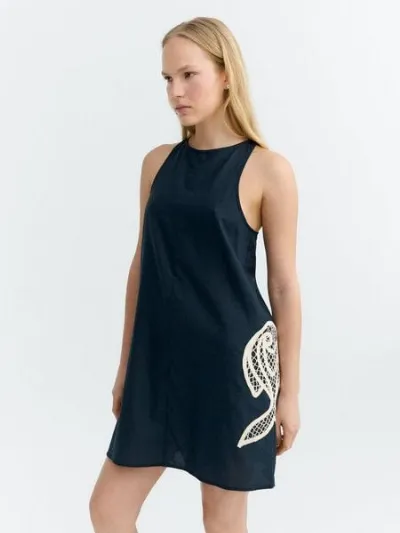 thinking mu thinking mu Damen Kleid - Fish Patch Aniela - aus Bio-Baumwolle