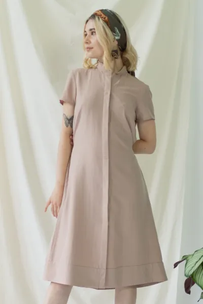 AYANI AYANI Damen vegan Hemdkleid Mit Kurzen Ã„rmeln Melanie Rose